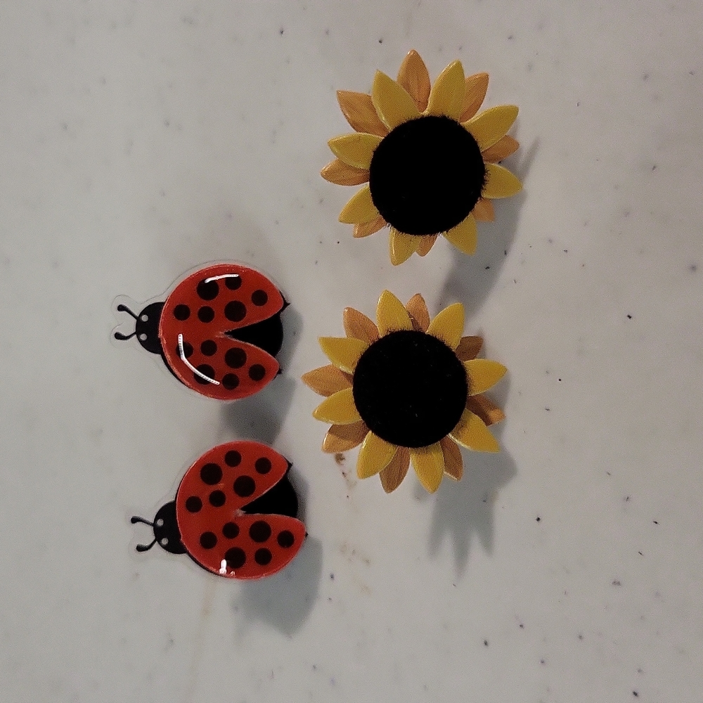 Clearance Sale! Lady bug and sunflower earrings